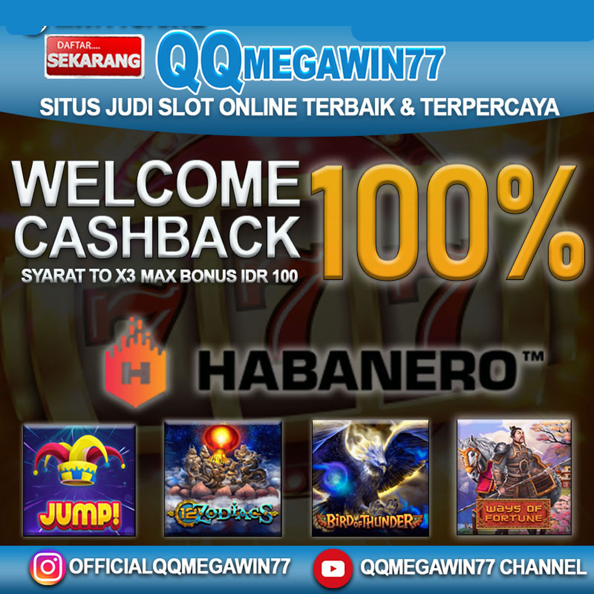 QQMEGAWIN77 bonus cashback 100% to 3x